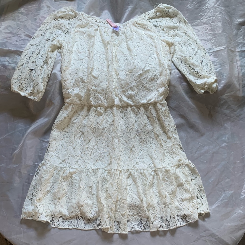 Lace Off Shoulder 3/4 Sleeve Dress
